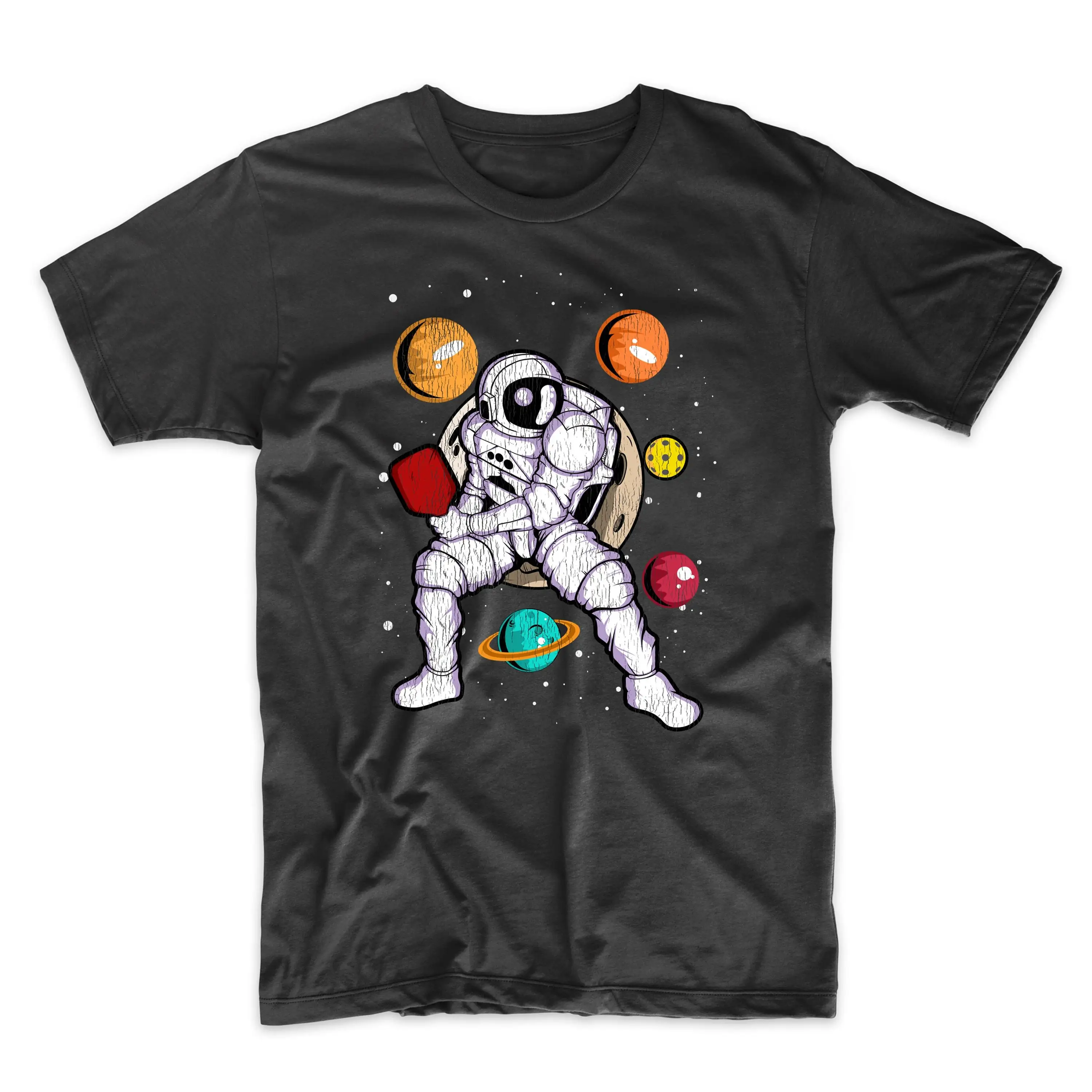 Men'S Pickleball T Shirt Astronaut Outer Space Spaceman Distressed