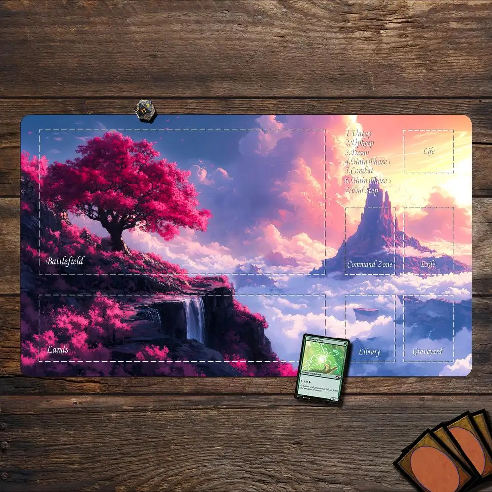 Alas Bermain Ajaib Kartu Alas Bermain dengan Zona Pondok Hutan Menakutkan Alas Bermain Mtg 35X60Cm Alas Meja Mengumpulkan Alas Permainan Karpet Kartu Ajaib