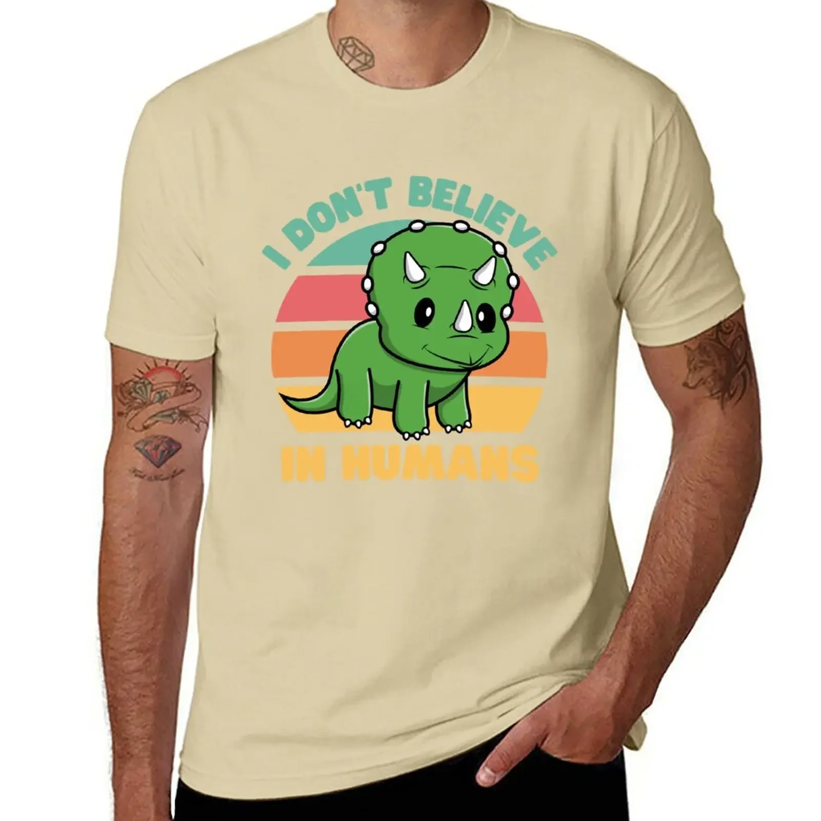 custom t shirts design your own new edition man t shirts men New I Don't Believe in Humans: Triceratops