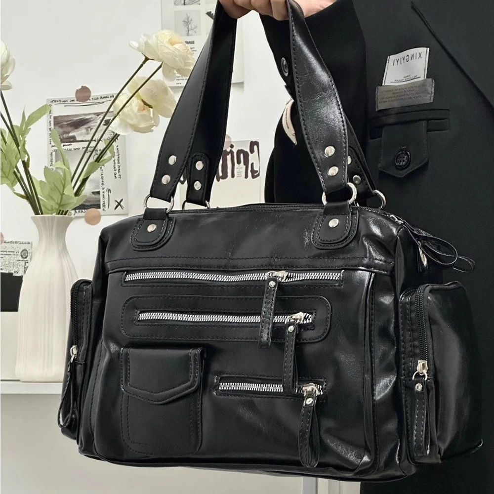 punk-multiple-zippers-shoulder-bag-fashion-pu-leather-motorcycle-bags-for-women-designer-handbags-casual-commuting-bag-new-tote