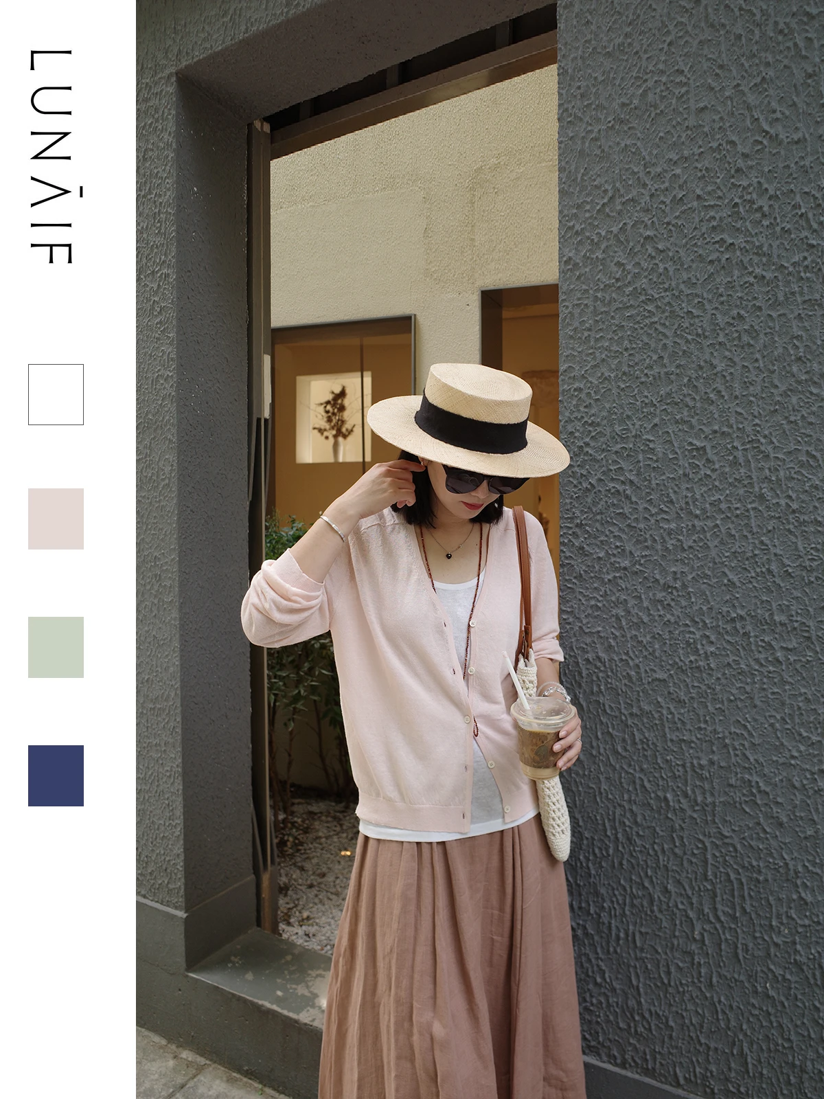 

LUNAIF Summer Multi-Functional Slimming Sunscreen Cooling Han Han Hemp Saddle oulder Open Cardigan Work Number Vest