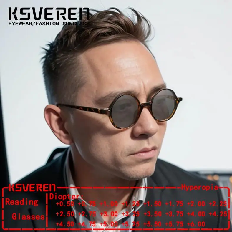 Retro Round Photochromic Reading Glasses Men Woman Anti Blue Light Presbyopia Glasses Prescription Glasses Optical Eyewear