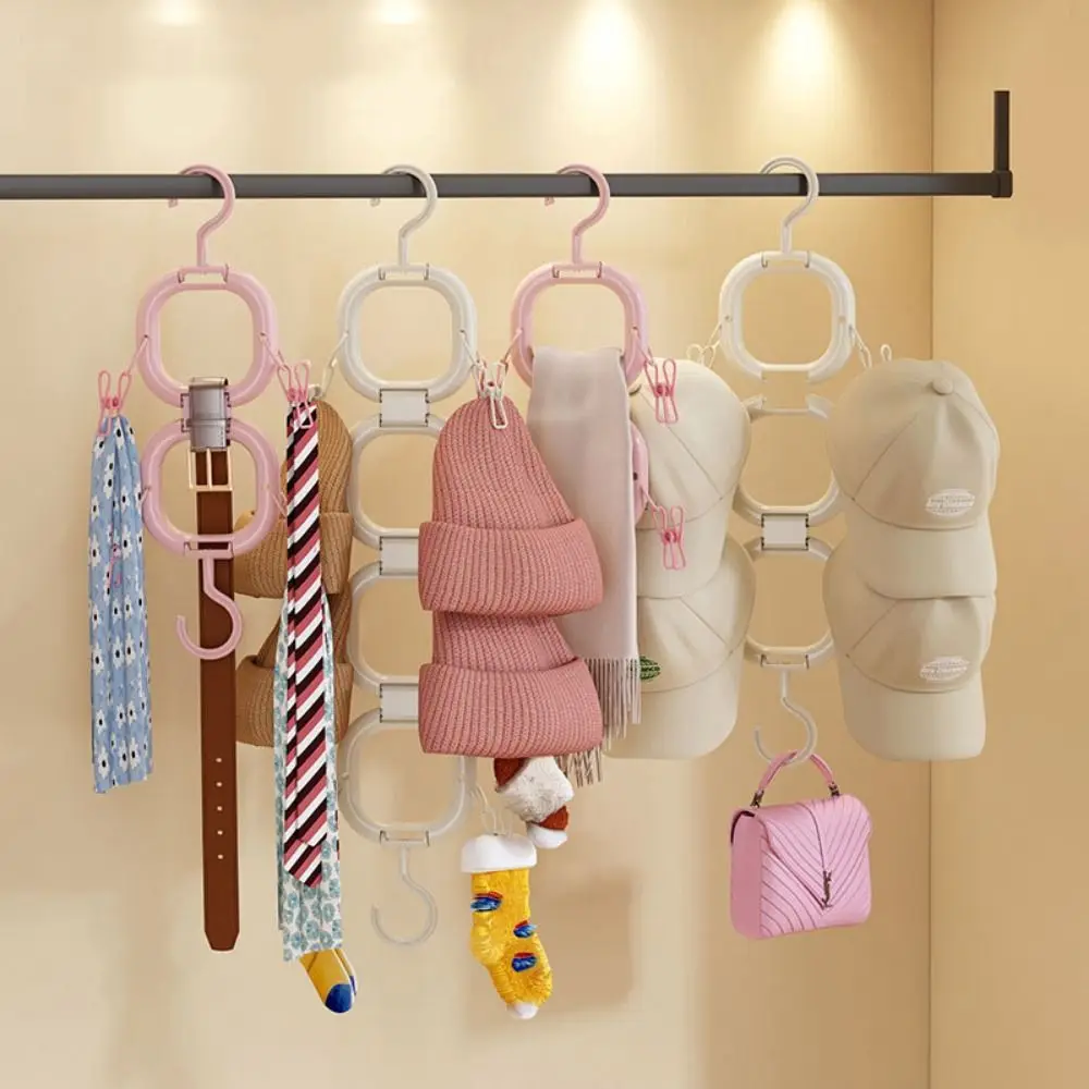 Universal Vertical Hat Storage Rack 4/6 Hooks Space Saving Baseball Cap Hanger Rotating Convenient Hat Display Holder Closet
