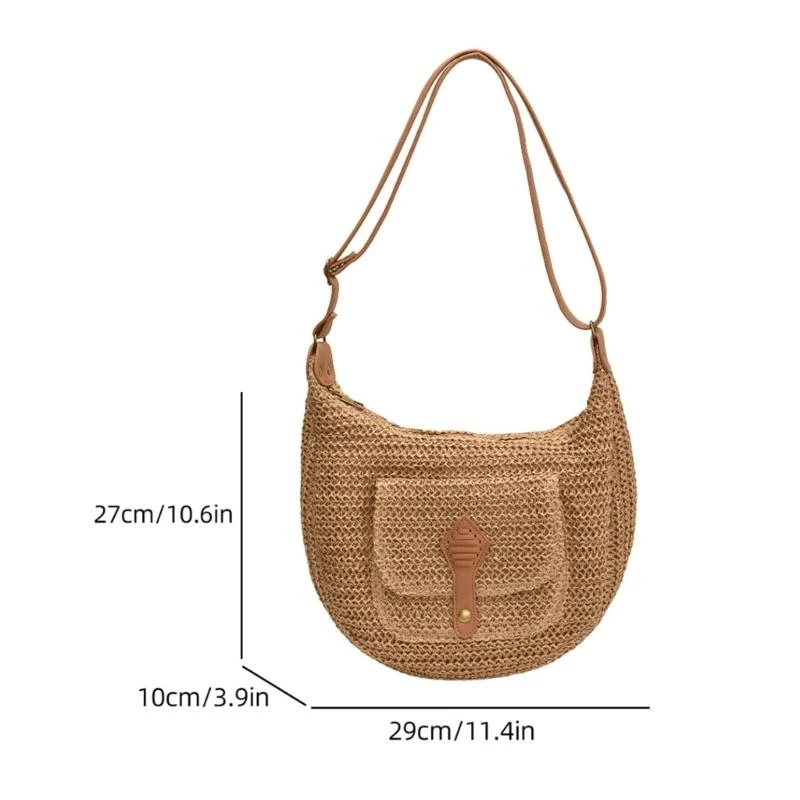 A3PE Women Women Straw Beach Bag Simple Crossbody Bag Bag Counder Handmade Bag Daily Bage Daily #2