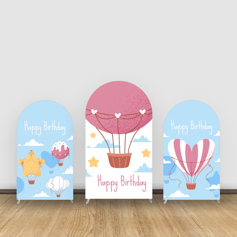 

Hot Air Balloon Theme Arch Stand Print Elastic Fabric Backdrop Cover Suitable for Girls Birthday Party Decoration Background