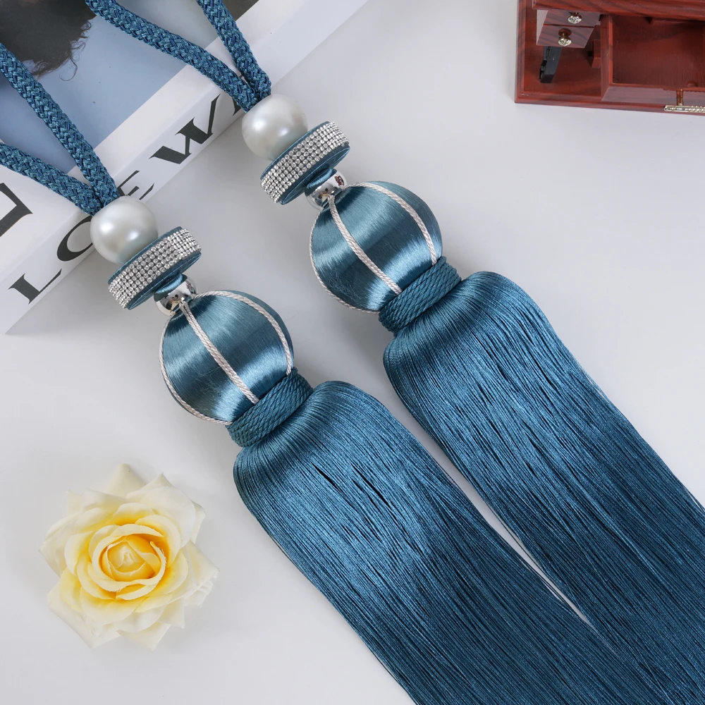 

Gold Curtain Tie Backs Curtain Tiebacks White No Drill Living Room Bedroom Outdoor Patio Tassel Pendant Ropes Hooks Wall Mounted