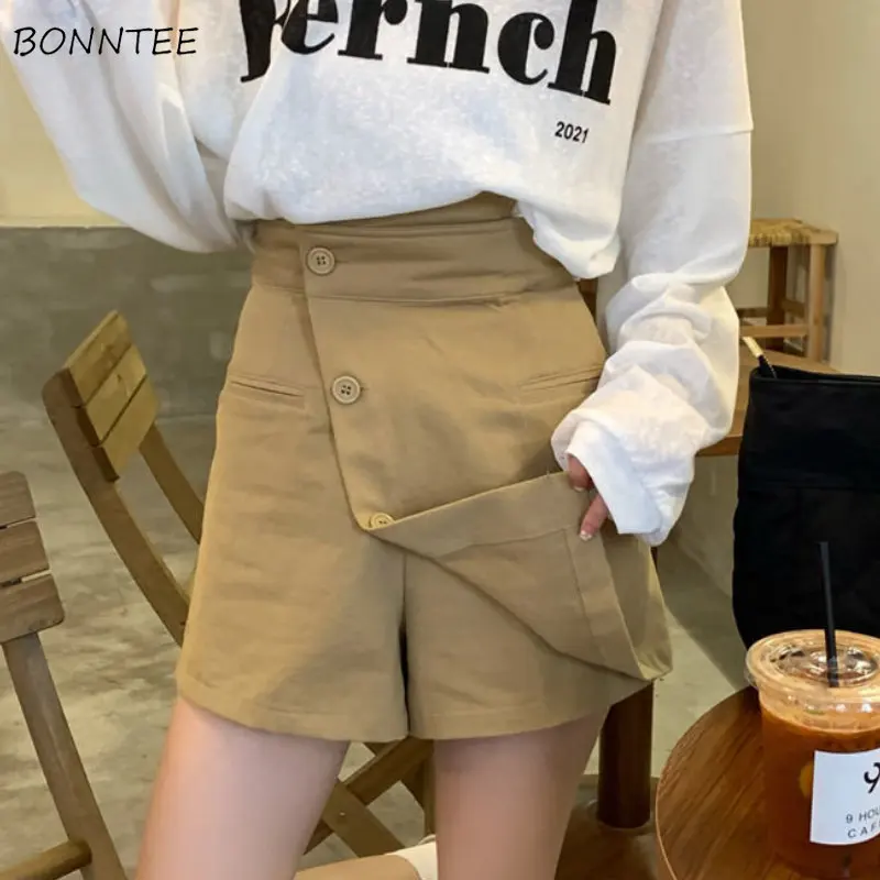 

Shorts Women Solid Asymmetrical Creativity Special Attractive Cozy Leisure Basics All-match Simple Korean Style Ladies Graceful