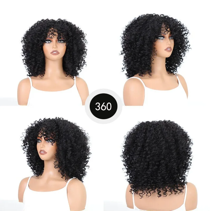 

Ladies Curly Wig Black Women Wavy Synthetic Hair Full Wig+Wig Cap