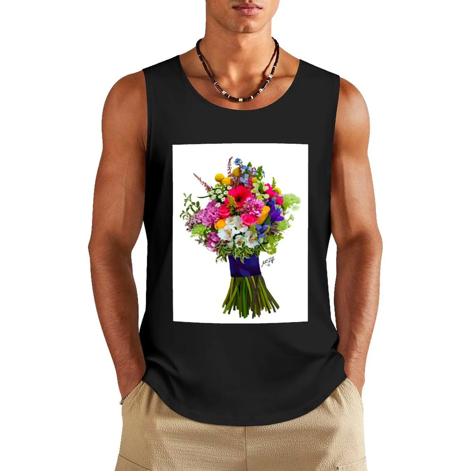 Rainbow Bouquet Tank Top gym training accessories Gym T-shirts for men