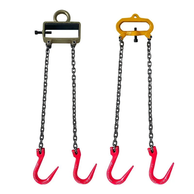 Forklift special hook spreader chain steel pipe lifting sling double grappling