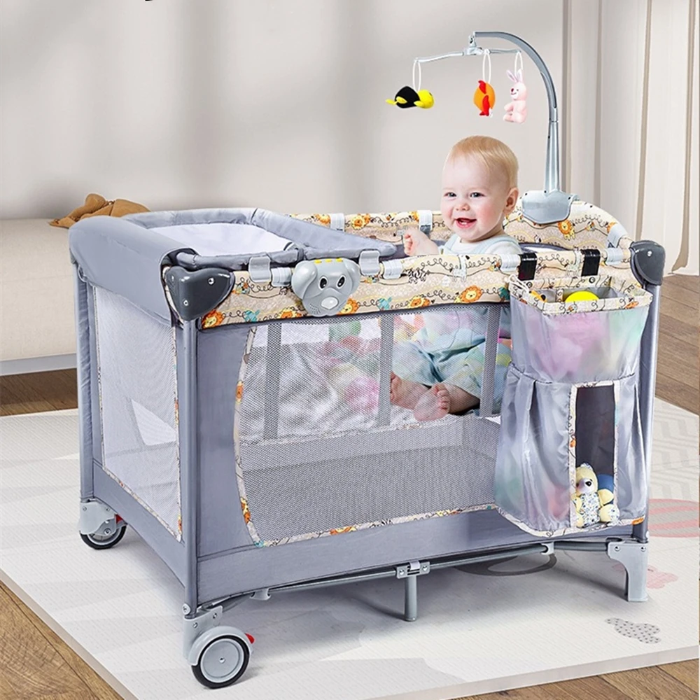 Baby Crib Baby Bed Easy To Fold Newborn Cradle Infant Rocking Bed Newborn Co-sleeping Bed With Changing Table