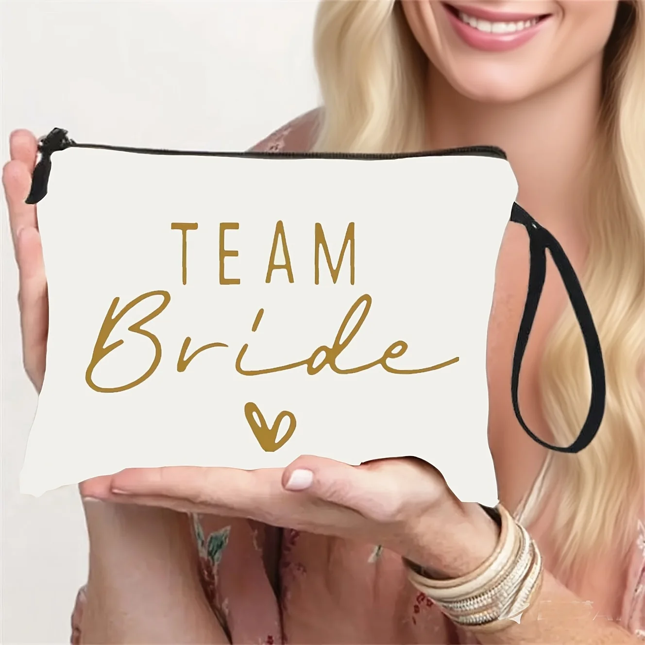 A Makeup Bag Featuring Golden Text with A Heart Design and A   Perfect for Weddings or Bridal Parties for Women Gifs