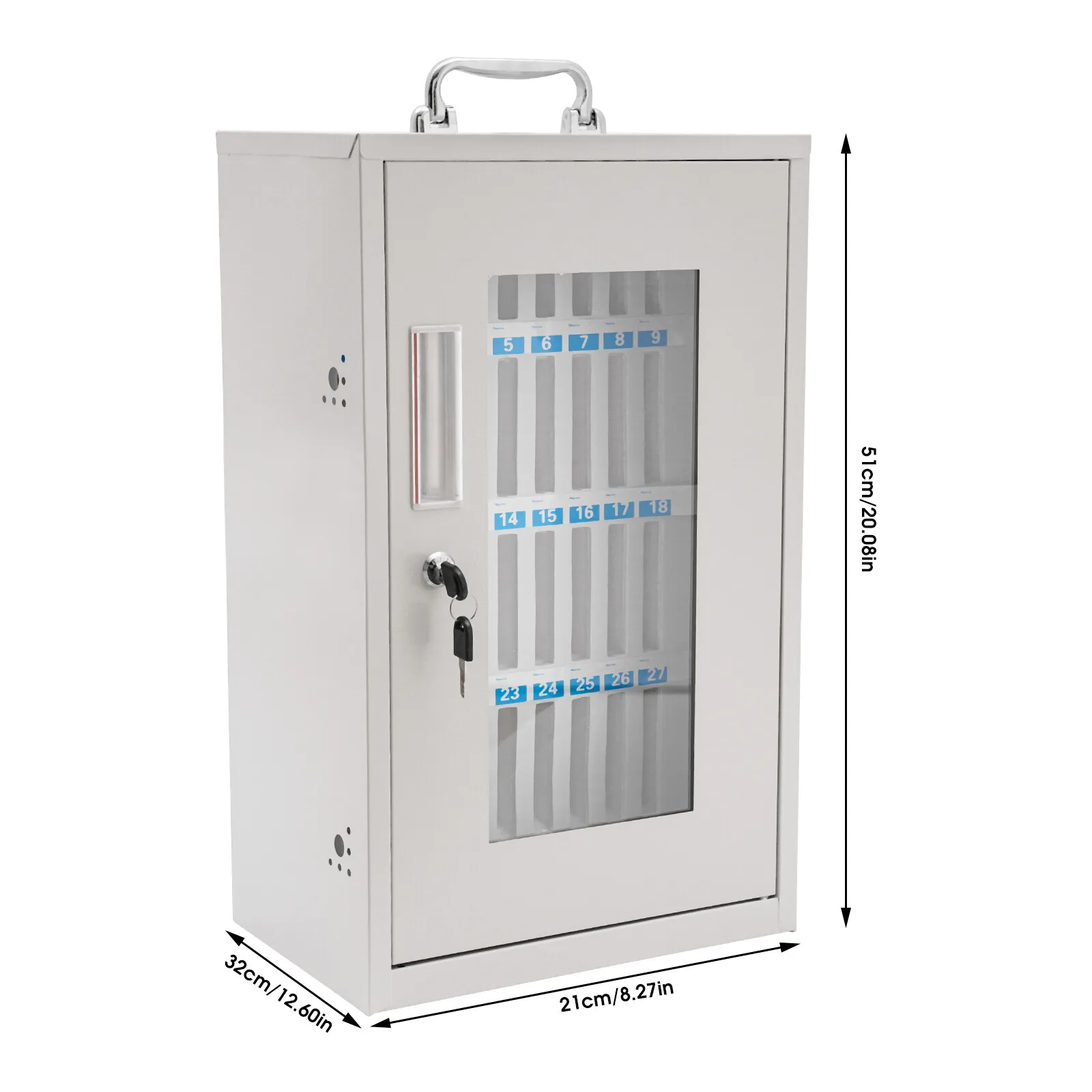 32*21cm  Rectangular Cell Phone Storage Cabinet Portable Wall-Mounted Aluminum Alloy Storage Cabinet Schools Classrooms 36 Slots