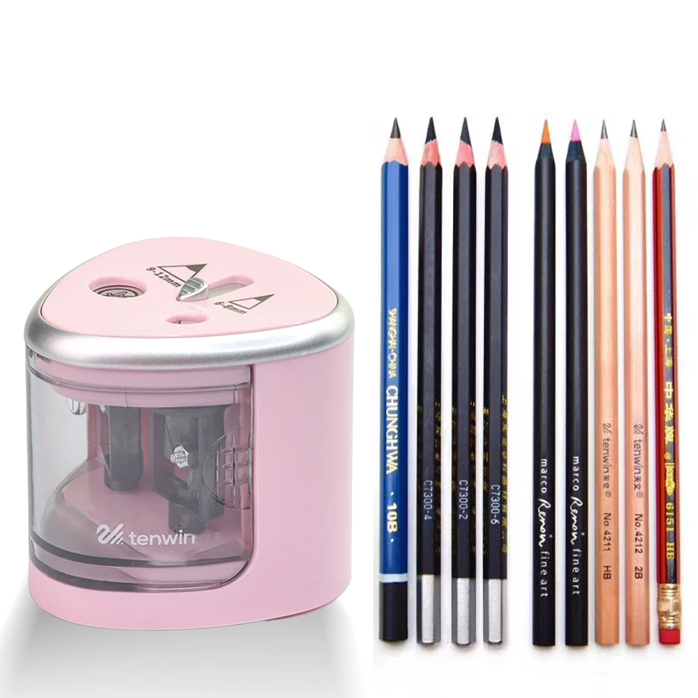 Electric Pencil Sharpener Two Double Holes Switch For 6-12mm Pencils and Color Pencil Cute School Supplies Automatic Sharpeners