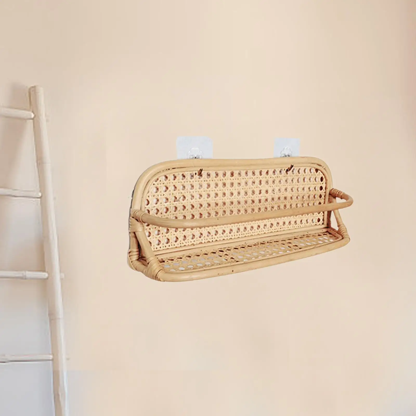 Wall Storage Shelf Floating Shelf Display Office Living Room Organization Dorm Photo Nursery Hand Crafted Rattan Storage Rack