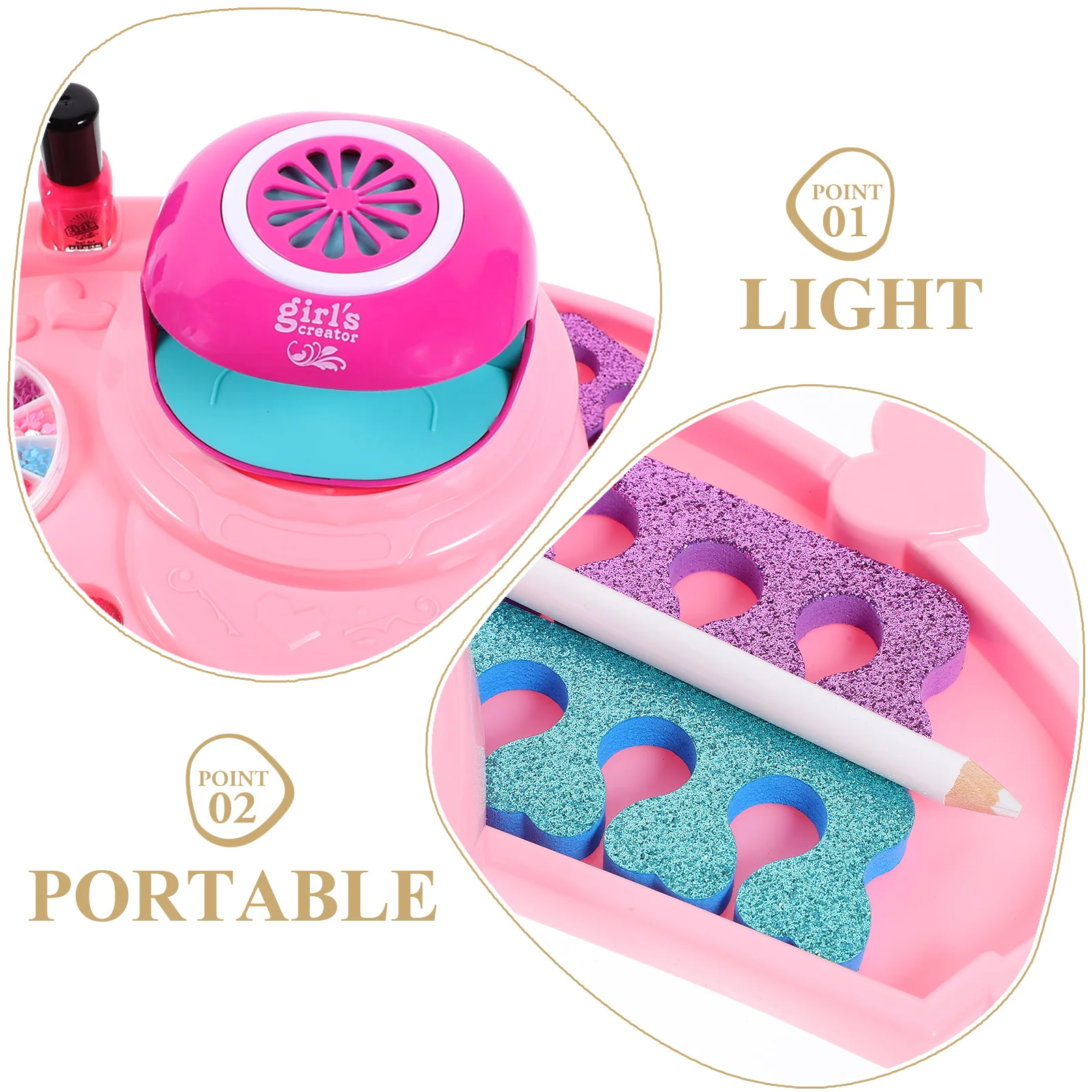 Kits de maquillaje ligeros de color rosa para niños, juego de juguetes para niñas, regalo de cumpleaños, Kit de esmalte para niños, juegos de juguetes, juego de decoración de uñas con