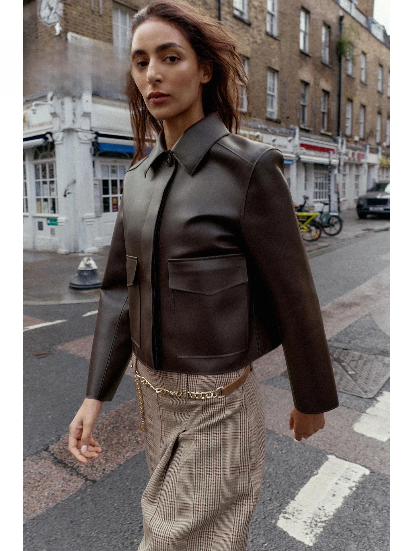 ZAPRHA 2025 Autunno Nuovo Colletto Allentato Ort Pelle Jaet Capispalla Dimagrante da Donna Casual Sle Stand Fit con kets