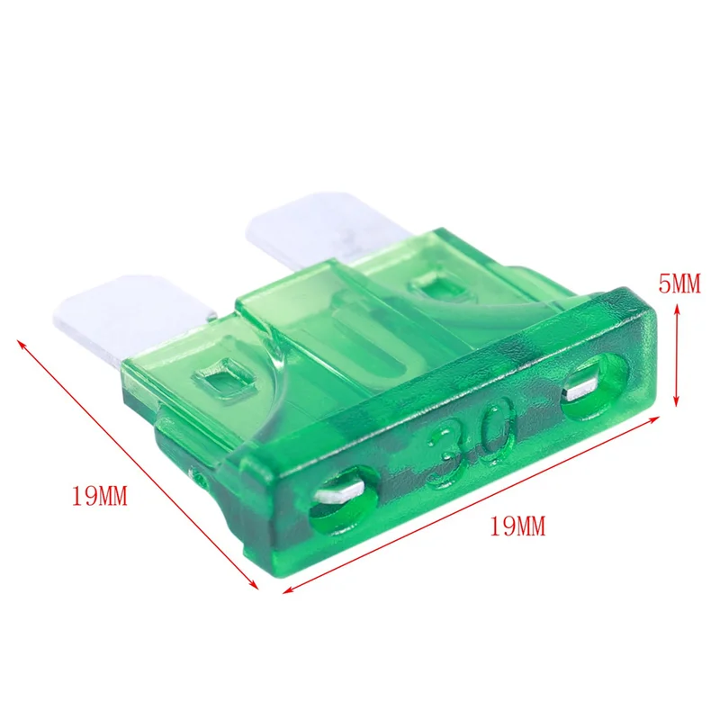 AAAEL-Vehicle Car 30A 30Amp Green Body Two Prong Blade ATC Fuse 90Pcs