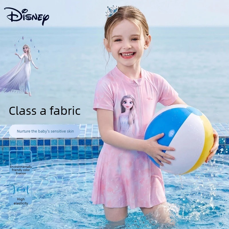 

Модный купальник для девочек Disney, цельный купальник с юбкой для маленьких детей, милый очаровательный пляжный купальный костюм для горячих источников