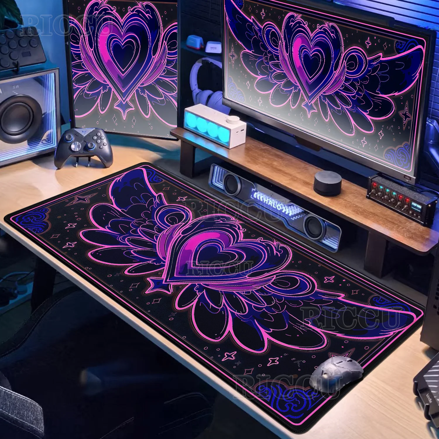 

Black Pink Love Wings Mouse Pad HD Laptop Keyboard Kawaii Deskmats Large Setup Gamer Decoration XXL PC Gaming Accessories Carpet