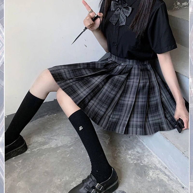 

Summer Polar Night Song jk Uniform Plaid Dress Genuine Set Original Summer Girl Plaid Dress Pleated Skirt