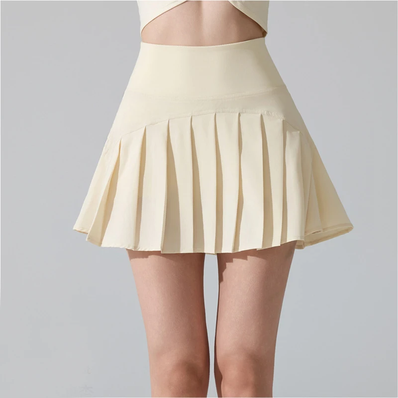 Women Tennis Skirt Solid Color High Waist Gym Shorts Breathable Quick Dry Running Skort Female Golf Skirt Workout Clothes