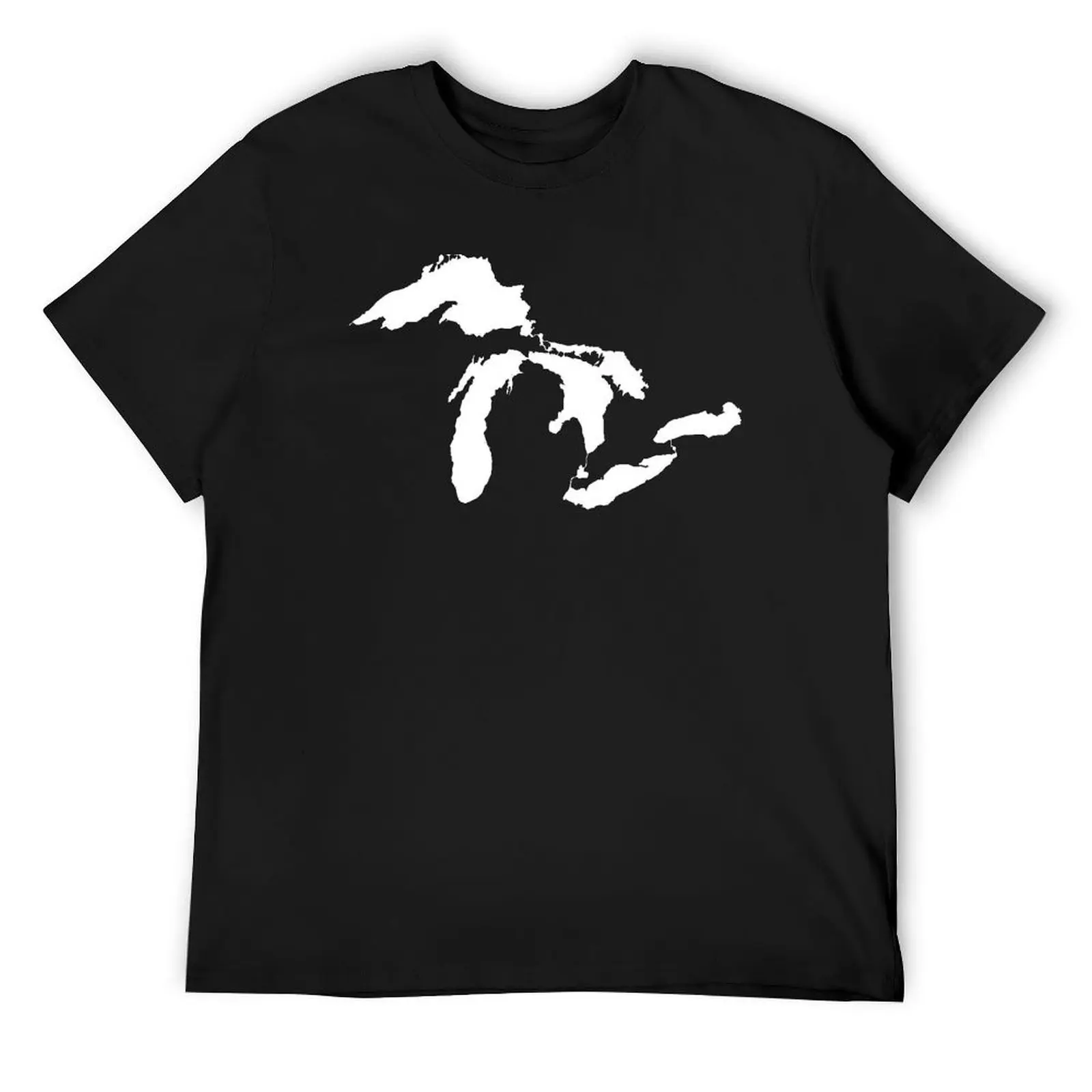

Great Lakes Outline - White T-Shirt boys whites vintage clothes football t shirt men t shirts high quality