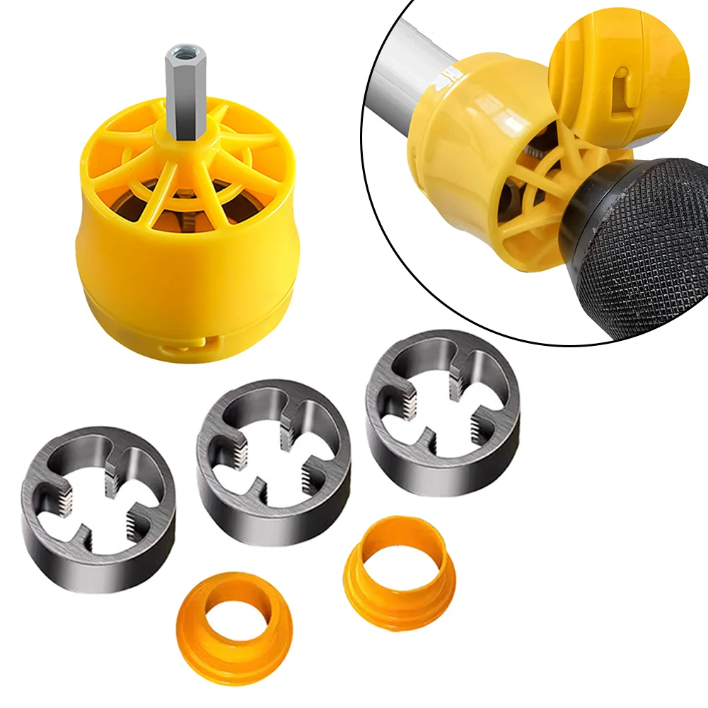 1set Pipe Threader Kit PVC Pipe Threader Kit With 1/2In 3/4 In 1 Inch Dies Pipe Threader Pipe Round Die Power Tools Parts