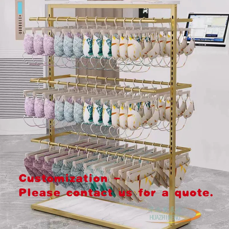 custom.Custom Gold Retail Underwear Display Clothing Store Display Rack Standing Metal Clothes Display Shelf