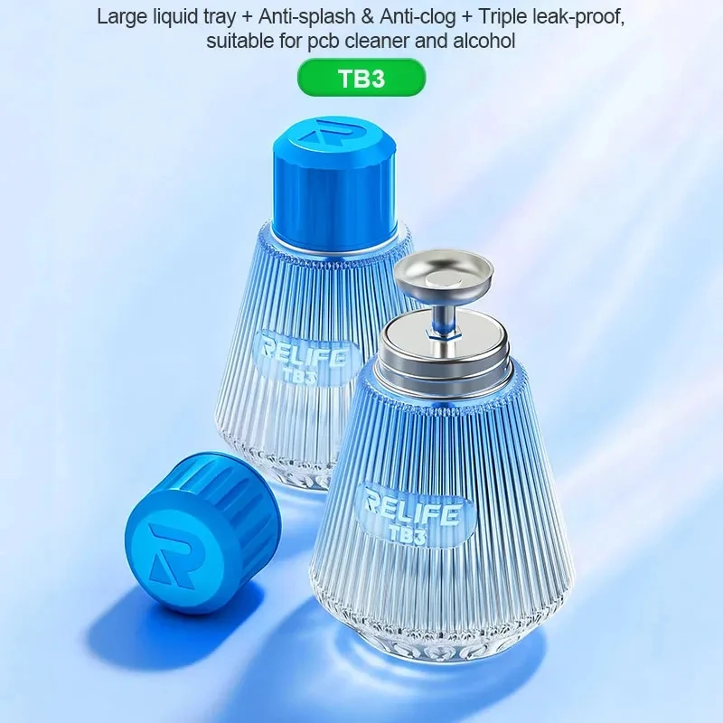 RELIFE TB3 150ML Solvent Glass Bottle Press Type Microporous Push-Type Anti-Spray Anti-Blocking Stainless Steel Cleaning Bottle