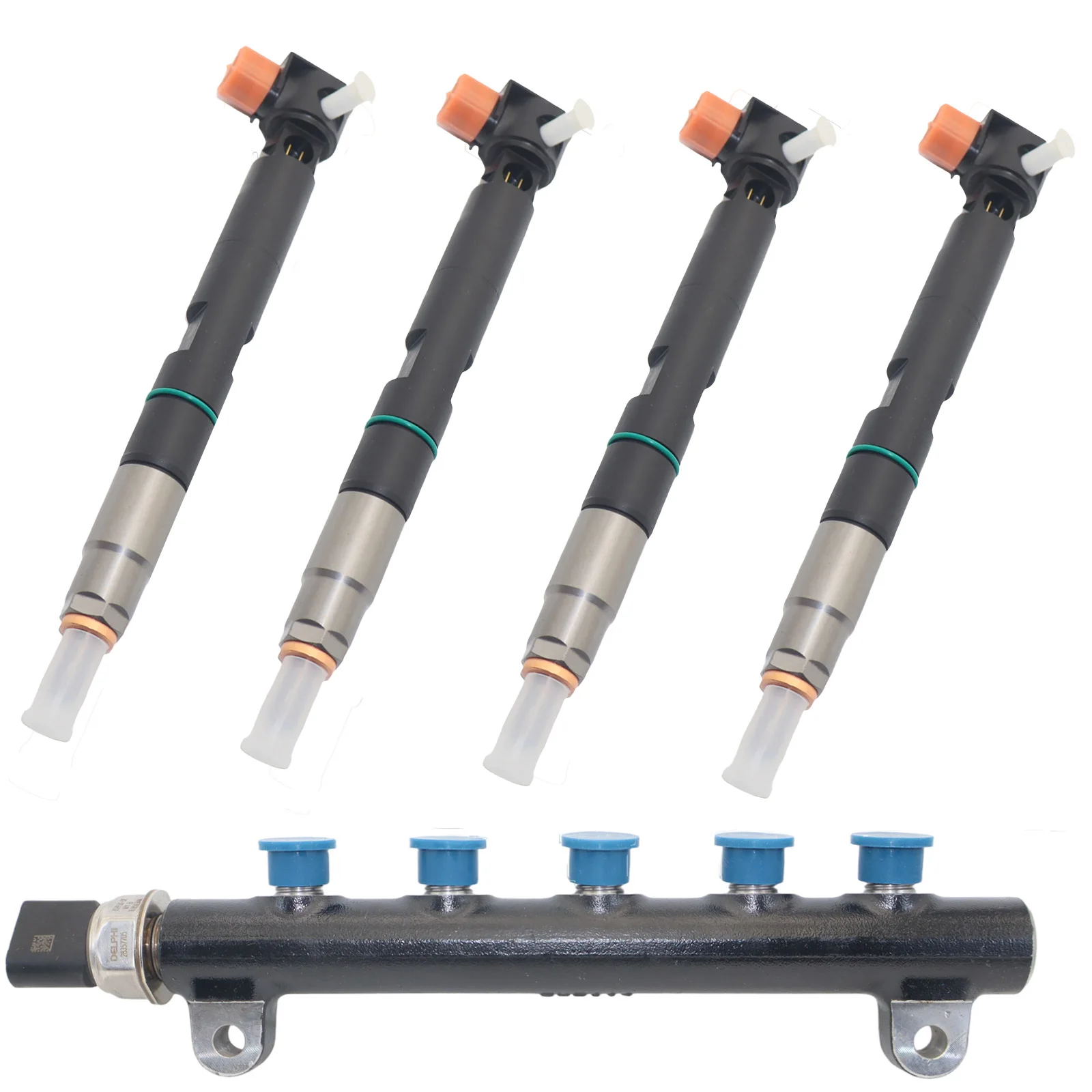 1PCS Fuel Common Rail& 4PCS Fuel Injector Kit 7275454 28337917 28240435 7030409 150120-00062A For Delphi Doosan D24 Engines