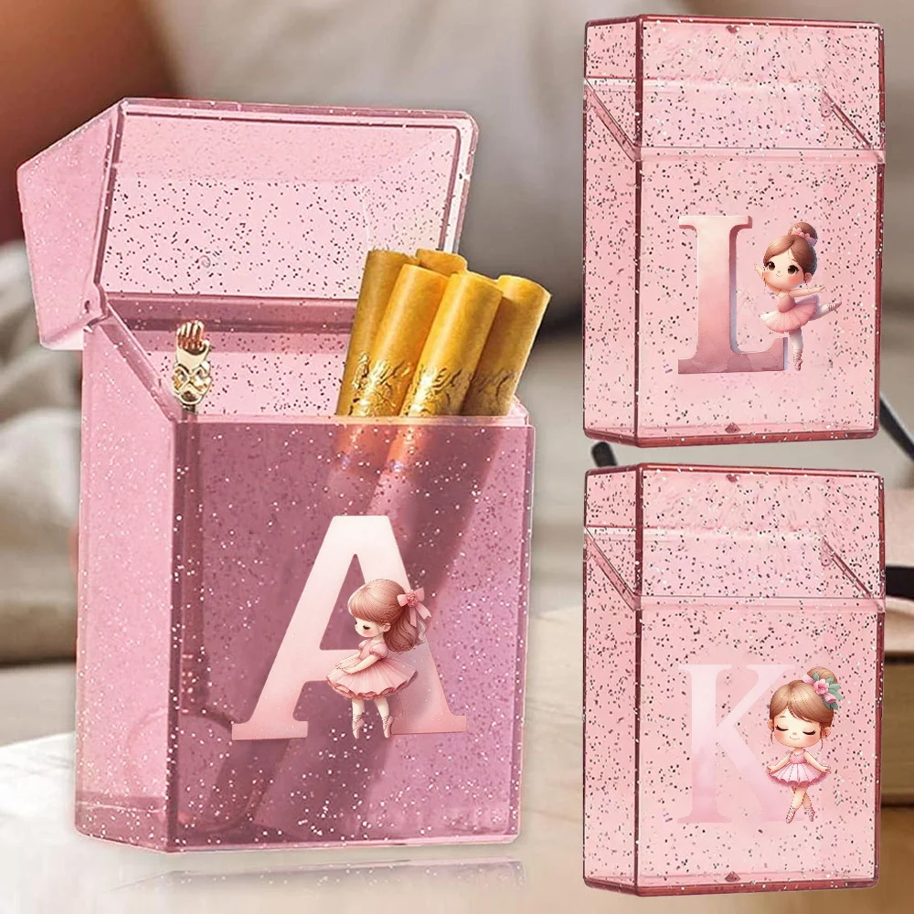 

Durable Crystal Cigarette Storage Case Portable Cigar Organizer Box Ballerina Girl Initial Name 26 Letters Pattern