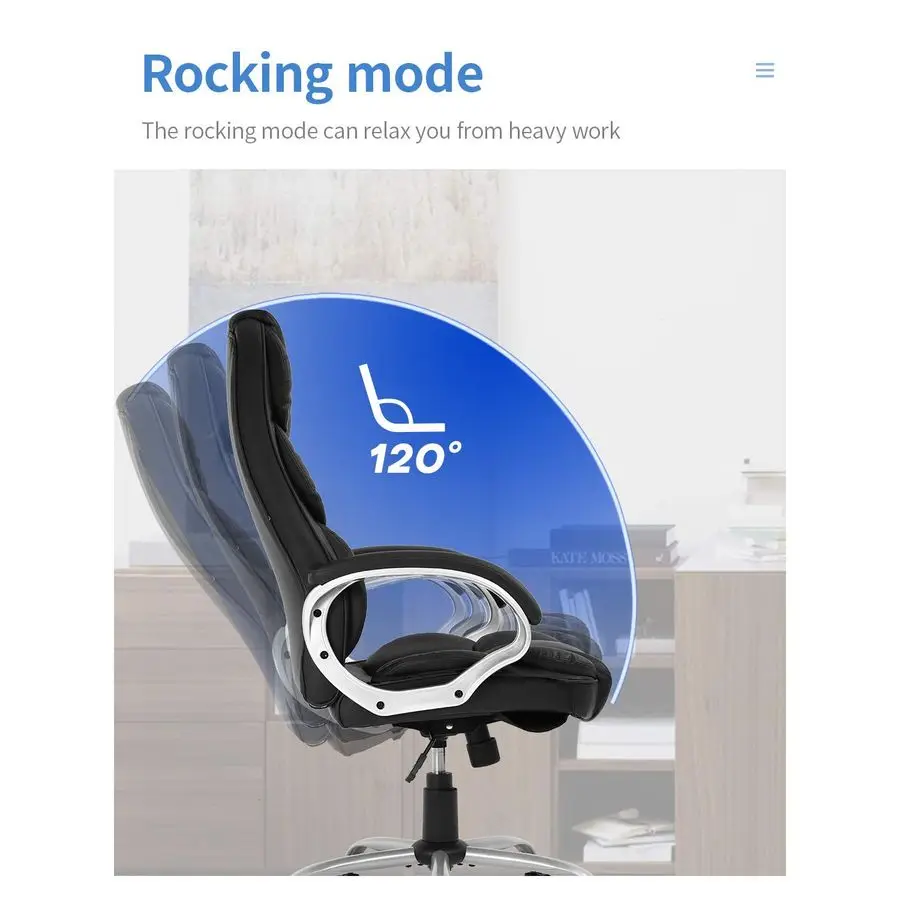 Office Chair Computer High Back Adjustable Ergonomic Desk Chair Executive PU Leather Swivel Task Chair with Armrest Customizable