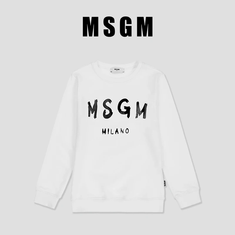 Men's and Women's Pullover Italian Fashion Brand MSGM Classic Handwritten Brand Logo High Quality Sweater Crew Neck Sweater Top