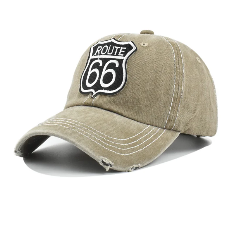 Embroidery Letters ROUTE 66 Baseball Cap Spring Autumn Brand Snapback Fashion Distressed Cotton Hat For Women Men Casquette