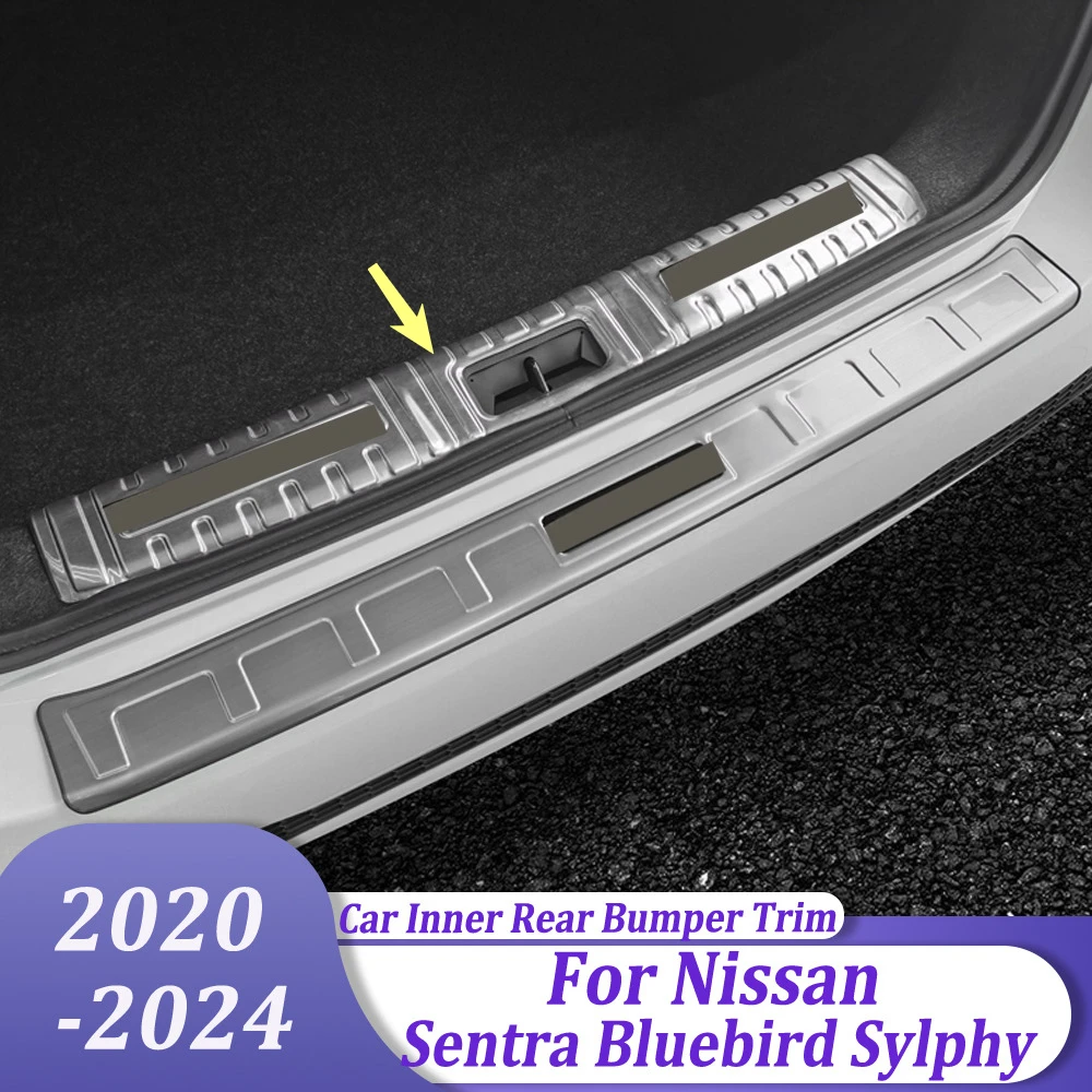 

Внутренняя защита заднего бампера, накладка на порог задней двери, накладка, автомобильные аксессуары для Nissan Sentra Bluebird Sylphy 2020-2024