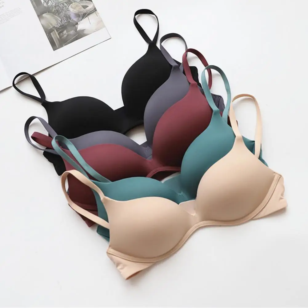 3/4 Cup Pads Wire Free Adjustable Shoulder Straps Lady Bra Seamless Push Up Thin Underwear Women Brassiere Inside Wear 여성 브라