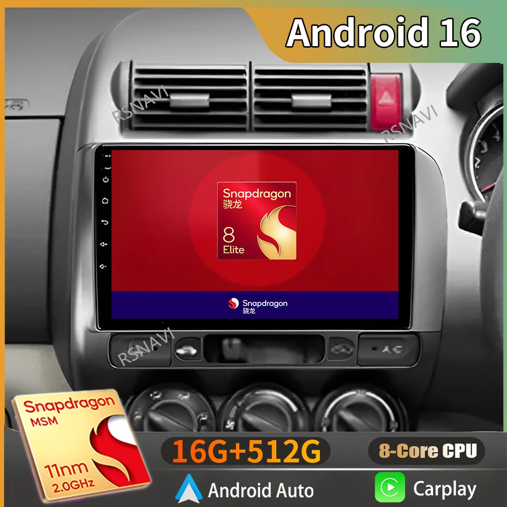 Android 16 2K QLED Stereo For Honda Jazz 1 GD 2001 - 2008 Fit 2001-2009 Car Radio Multimedia Video Player GPS 4G CarPlay