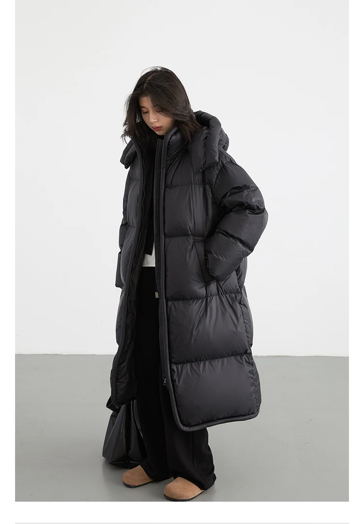 CHIC VEN Women Long Down Coats Hooked Loose New Solid Woman Down Jacket Thick Soft Warm Female Overcoat Autumn Winter 2025