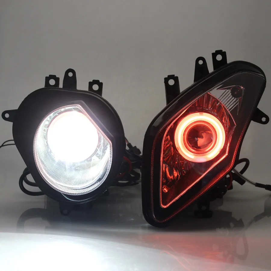 For BMW S1000RR 2009-2014 Motorcycle Front LED Headlight Assembly Custom HID Xenon Projector Headlamp Angel Devil Eyes LED Light