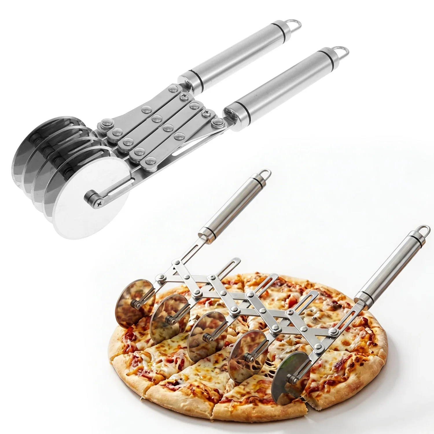5 Wheel Pastry Cutter Stainless Steel Dough Divider Flexible Roller Blade Dough Knife Noodle Pizza Pastry Peeler Baking Pan Tool