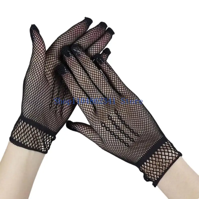 5asd Lace Evening Party Gloves Stretchy Gloves for Wedding Ceremony Breathable Outdoor Event Handwear Party Accessory