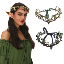 Vintage Gothic Fairy Black Green Antler Crown Halloween Cosplay Photos Forest Headpiece Wedding Party Ren Faire Costume Women