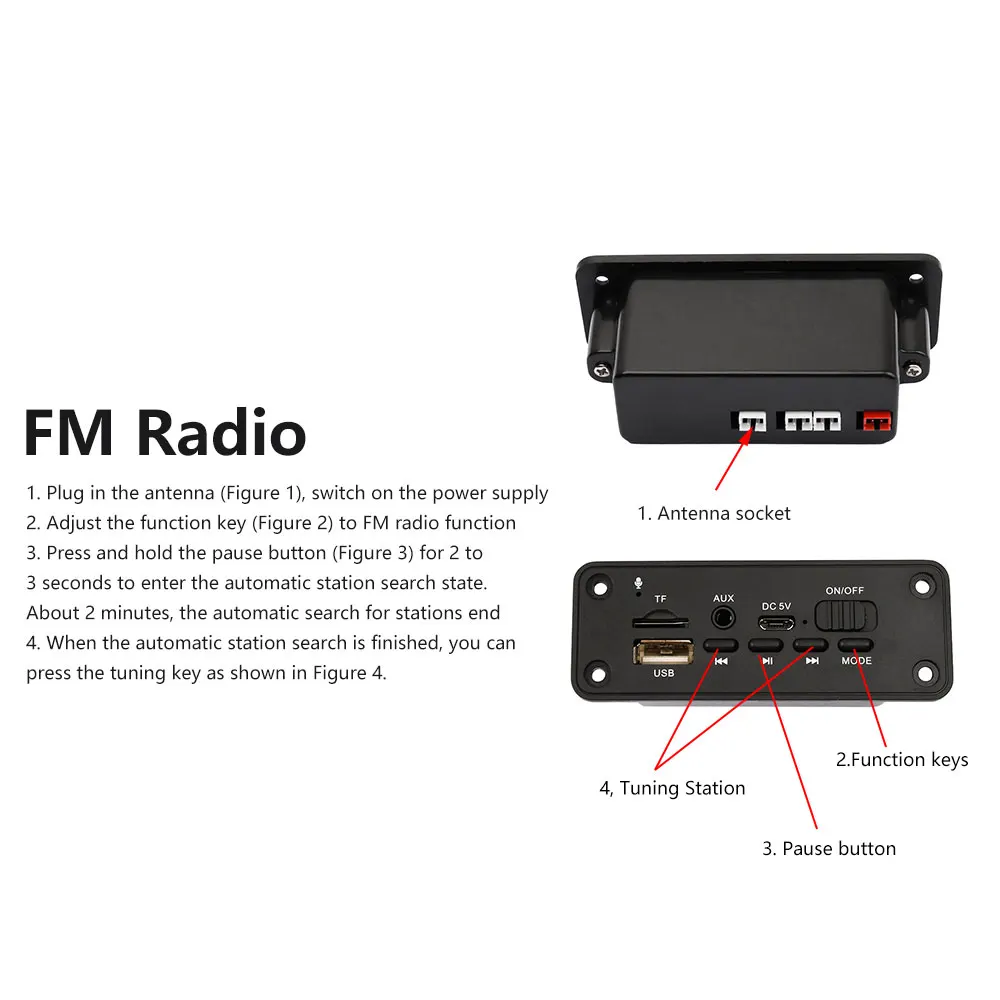 6W 2*3W Wzmacniacz Bluetooth 5.0 DC 5V Dekoder MP3 Płyta Car Audio USB TF FM Radio Moduł Odtwarzacz MP3 z pilotem zdalnego sterowania