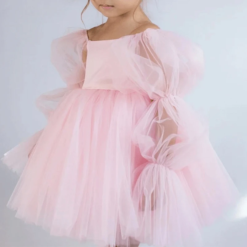 

Fashion Baby Girl Princess Tutu Dress Puff Sleeve Infant Toddler Child Tulle Vestido Wedding Party Birthday Baby Clothes 1-14Y