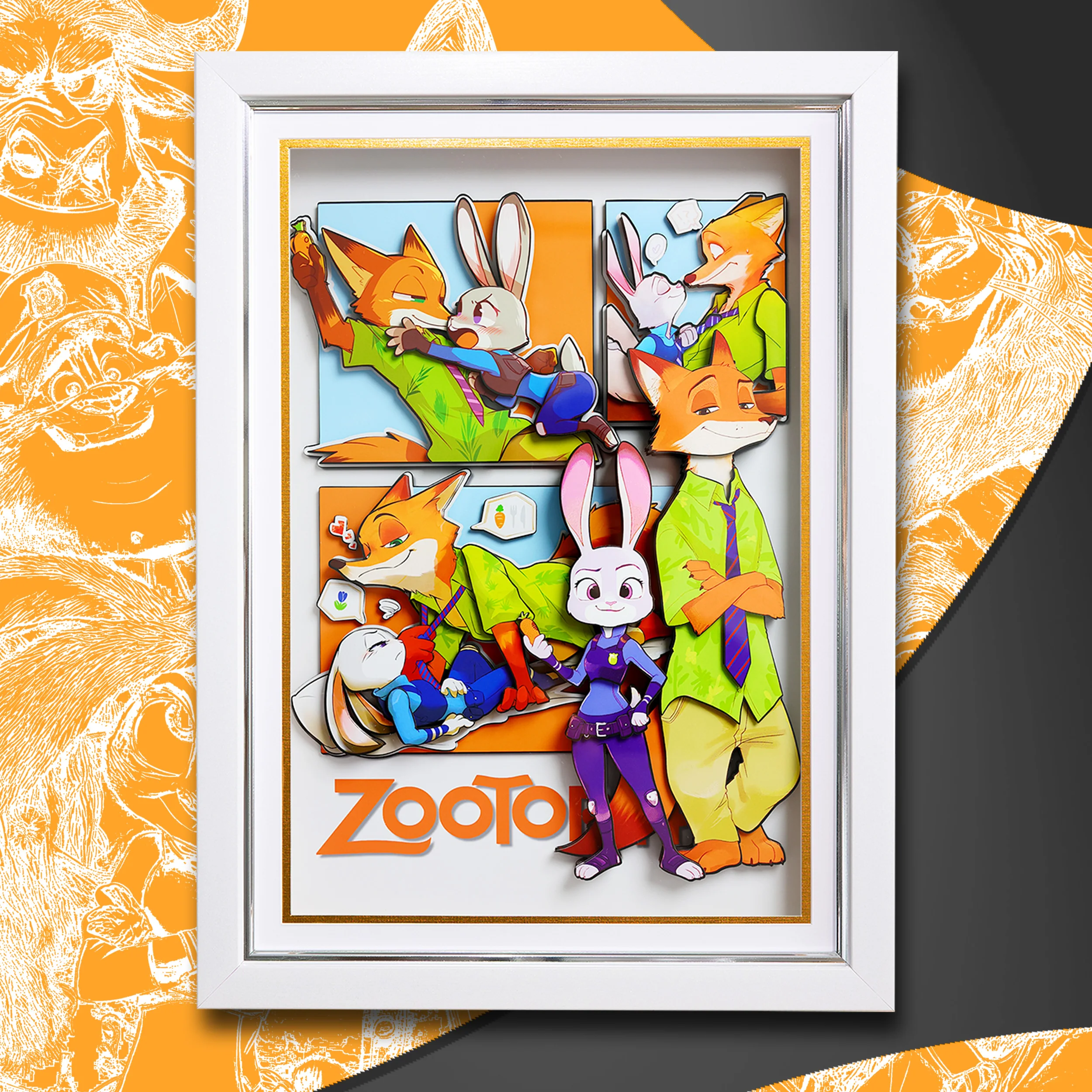 

Ручная работа Дисней 3D Зверополис семейная фотография Джуди Ник стереоскопическая живопись аксессуары модели подарки на день рождения настольные украшения