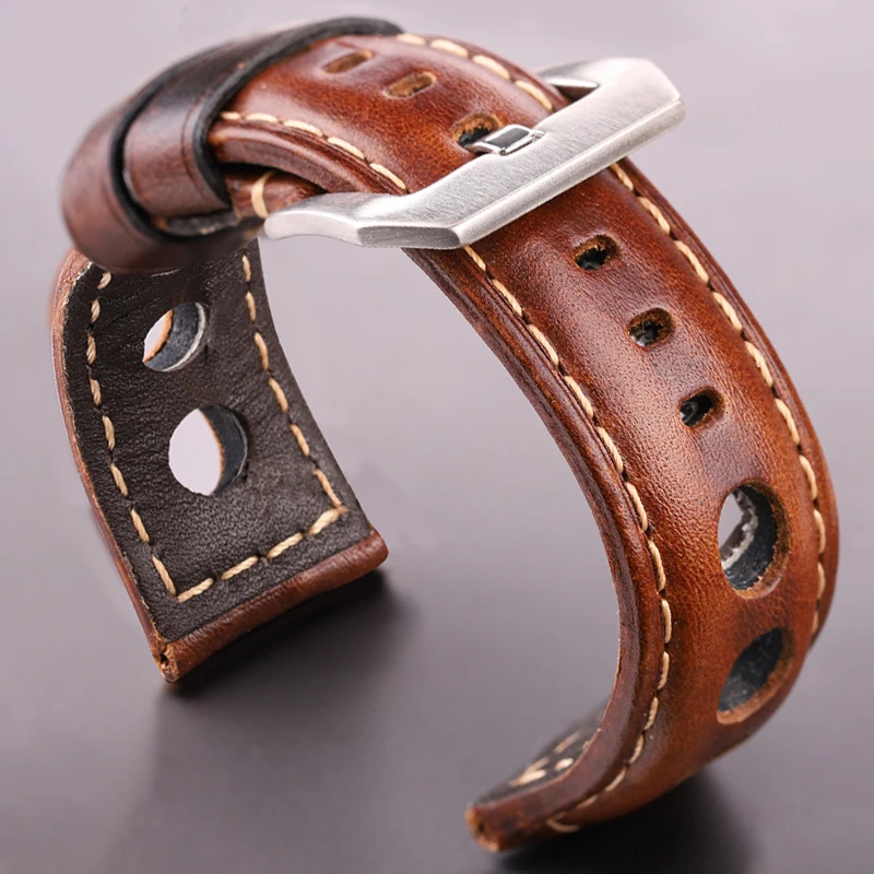 

Cowhide Watch Strap Bracelet Vintage Genuine Leather 20mm 22mm 24mm Watchband Women Men Fashion Watch Band Belt With Pin Buckle