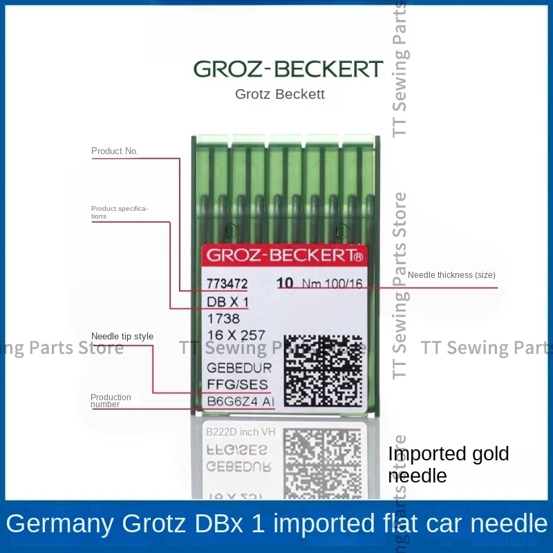 

100PCS 10bag Germany Imported Dbx1 Db1 Groz Sewing Machine Needles Groz-Beckert Db*1 Heat-Proof Titanium Gebedur Gold Needle 11