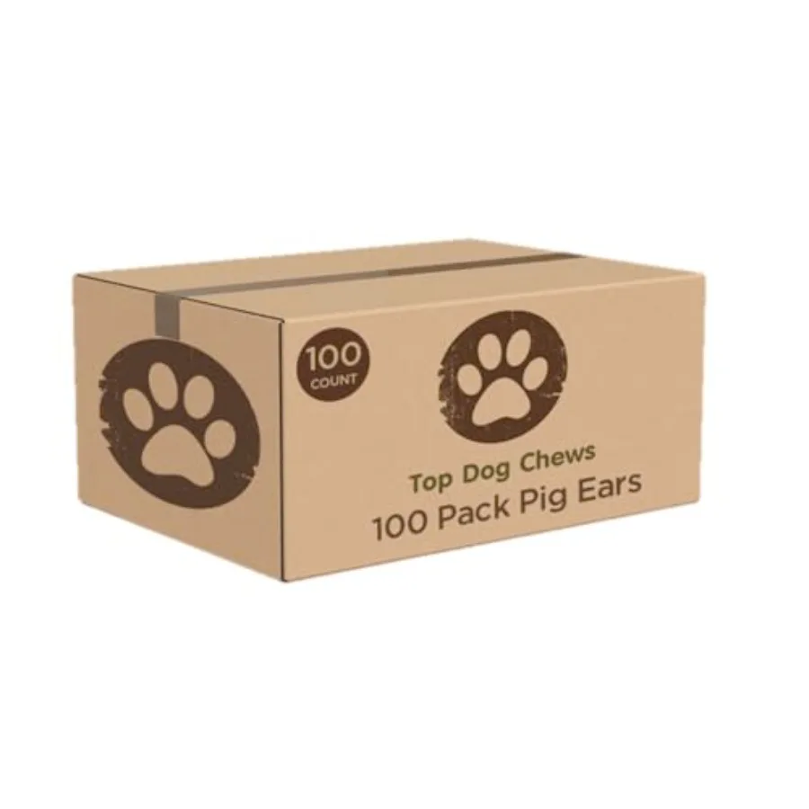 

100 Pack, Pig Ears for Dogs, Whole, Full Uncut American Made, Single Ingredient, Thick, Large Dog Treat for Small, Medium or La