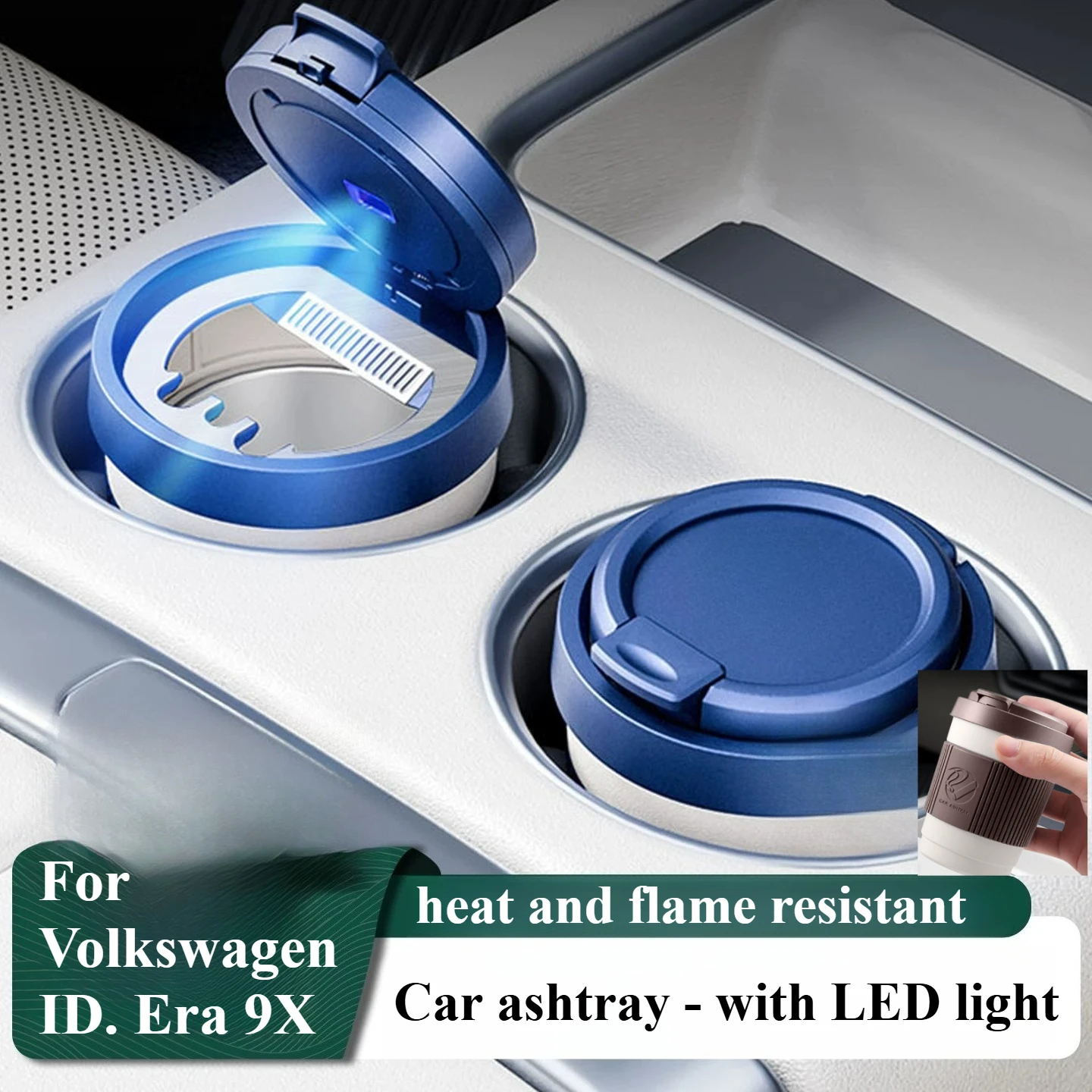 For Volkswagen ID. Era 9X Car ashtray - with LED lights - heat-resistant and flame-retardant durable interior accessories